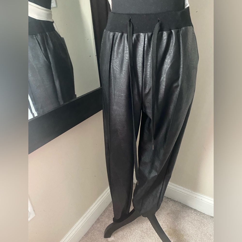 Faux leather joggers